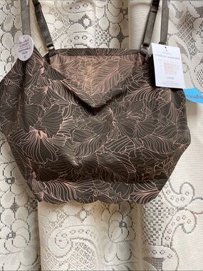 Danskin Pink and Brown Floral Lounge Bra NWT Large